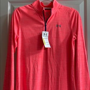 neon pink zip up workout top